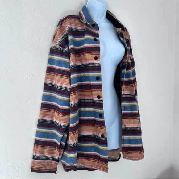SIERRA PACIFIC Wool Blanket Knit Striped Shirt Jacket Unisex Men L Women XL - Picture 3 of 11